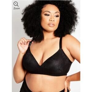 Ashley Stewart Full Coverage Wire Free Light Lined Lace Black Bra Women Sz 42DDD